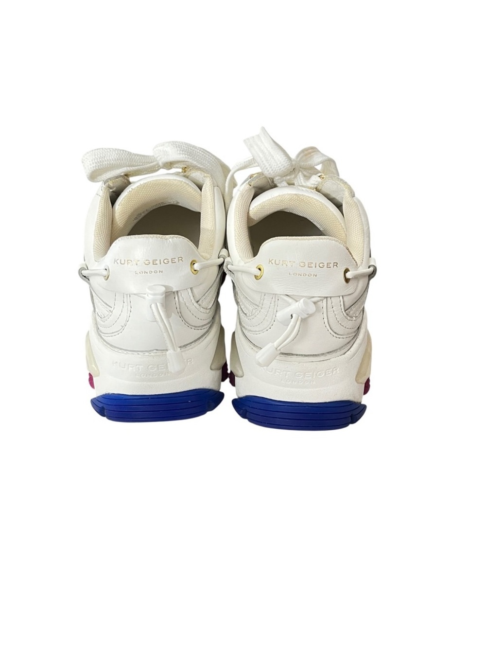 Kurt Geiger White Leather Platform Sneaker with Rainbow Sole Accents size 40 - Picture 8 of 10